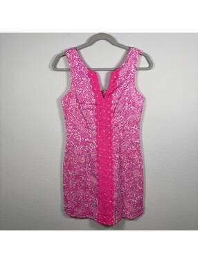 Lilly Pulitzer For Target Sleeveless Shift Dress Size 2 Hot Pink Floral Lace EUC